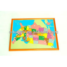 Montessori Toys - Estados Unidos Puzzle Mapa Con Beechwood FRAME